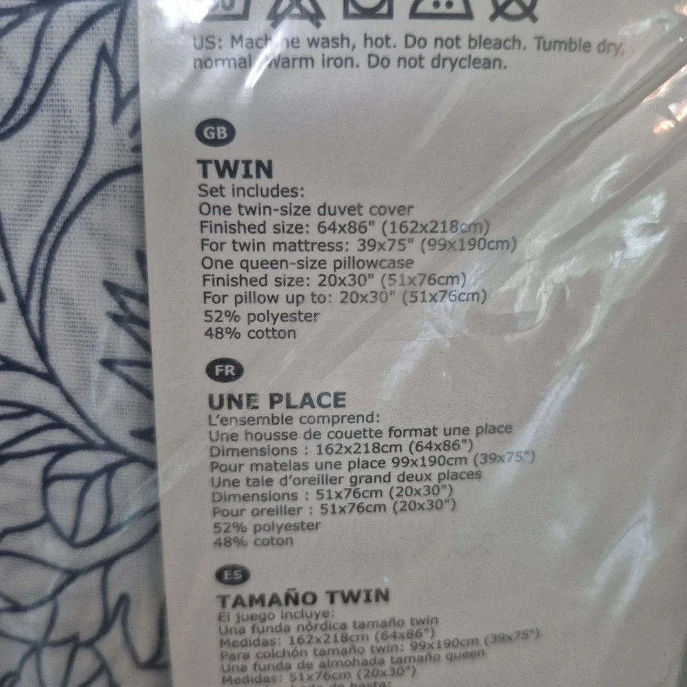 Ikea Bladvass Michiko Nakata Twin Duvet Cover and Pillow Case New in Bag